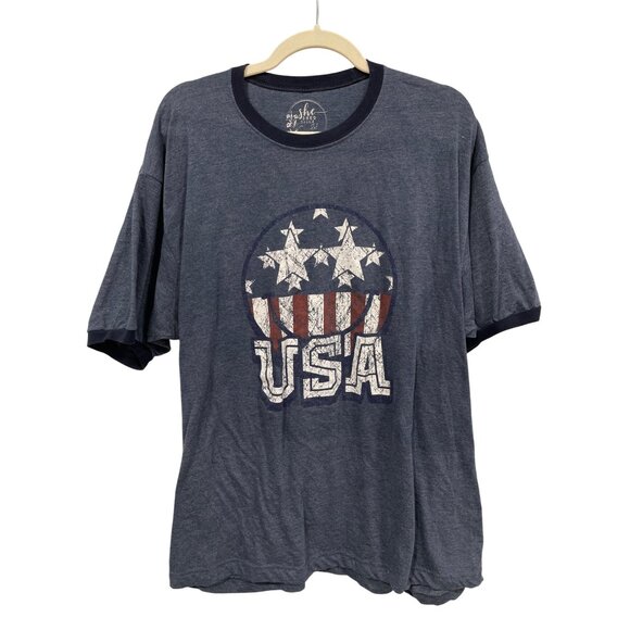 She Shed USA Patriotic Graphic Tee Sz 2XL Short Sleeve Stars Stripes 4th Of July - Picture 1 of 5